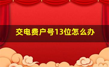 交电费户号13位怎么办