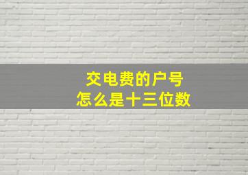 交电费的户号怎么是十三位数