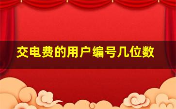 交电费的用户编号几位数