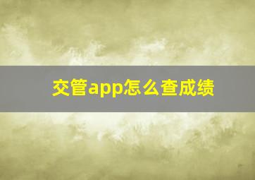 交管app怎么查成绩