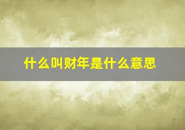 什么叫财年是什么意思