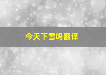 今天下雪吗翻译