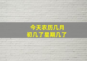 今天农历几月初几了星期几了