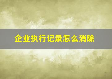 企业执行记录怎么消除