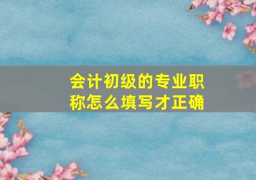 会计初级的专业职称怎么填写才正确