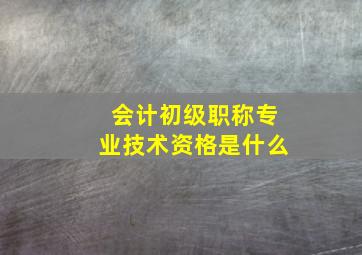 会计初级职称专业技术资格是什么