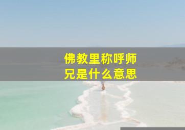 佛教里称呼师兄是什么意思