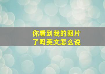 你看到我的图片了吗英文怎么说