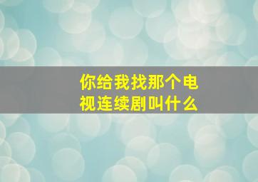 你给我找那个电视连续剧叫什么