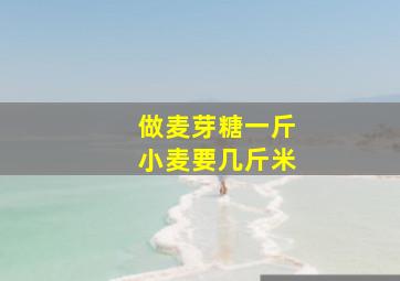 做麦芽糖一斤小麦要几斤米