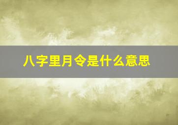 八字里月令是什么意思