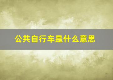 公共自行车是什么意思