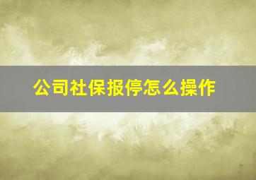 公司社保报停怎么操作