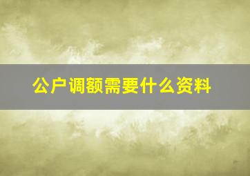 公户调额需要什么资料