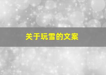 关于玩雪的文案