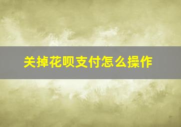 关掉花呗支付怎么操作