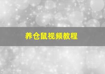 养仓鼠视频教程