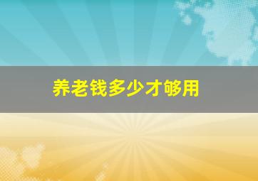 养老钱多少才够用