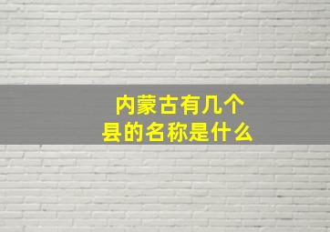 内蒙古有几个县的名称是什么