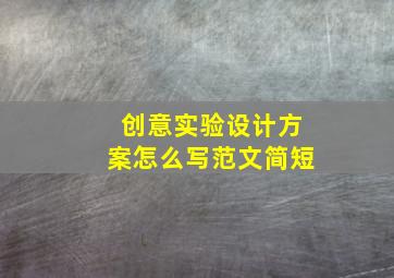 创意实验设计方案怎么写范文简短