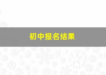 初中报名结果