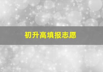 初升高填报志愿