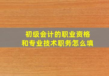 初级会计的职业资格和专业技术职务怎么填