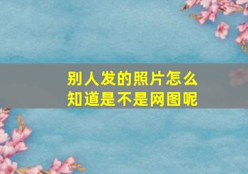 别人发的照片怎么知道是不是网图呢