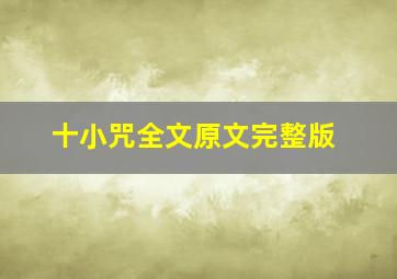 十小咒全文原文完整版