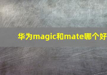 华为magic和mate哪个好