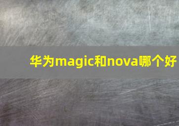 华为magic和nova哪个好