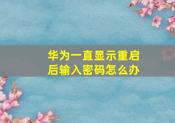 华为一直显示重启后输入密码怎么办