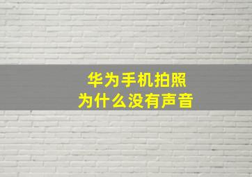 华为手机拍照为什么没有声音