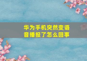 华为手机突然变语音播报了怎么回事