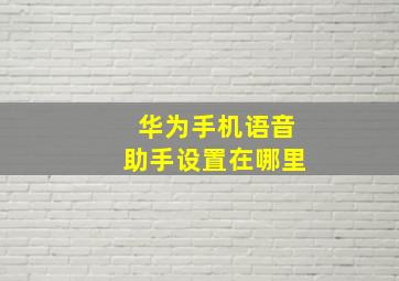 华为手机语音助手设置在哪里