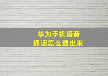 华为手机语音通话怎么退出来