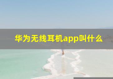 华为无线耳机app叫什么