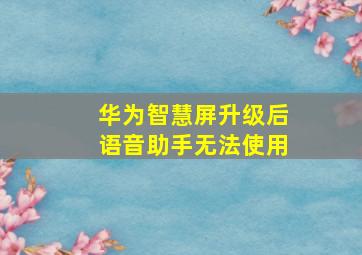 华为智慧屏升级后语音助手无法使用