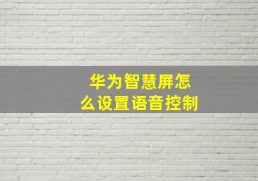 华为智慧屏怎么设置语音控制