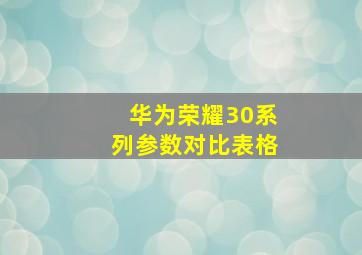 华为荣耀30系列参数对比表格