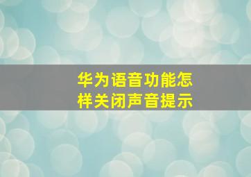 华为语音功能怎样关闭声音提示