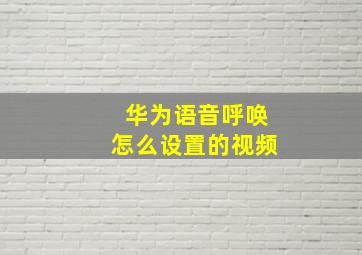 华为语音呼唤怎么设置的视频