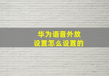 华为语音外放设置怎么设置的