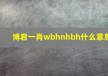 博君一肖wbhnhbh什么意思