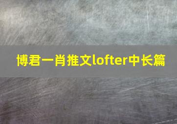 博君一肖推文lofter中长篇