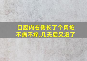 口腔内右侧长了个肉坨不痛不痒,几天后又没了