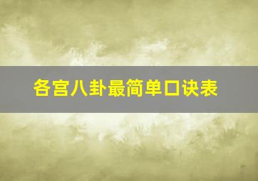 各宫八卦最简单口诀表