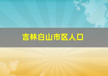 吉林白山市区人口