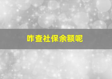 咋查社保余额呢