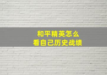 和平精英怎么看自己历史战绩